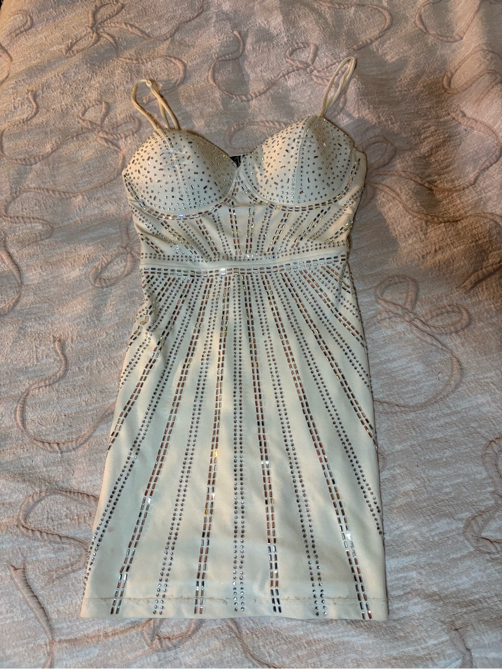 BONGO Cream Mini Dress with Silver Stud Detailing